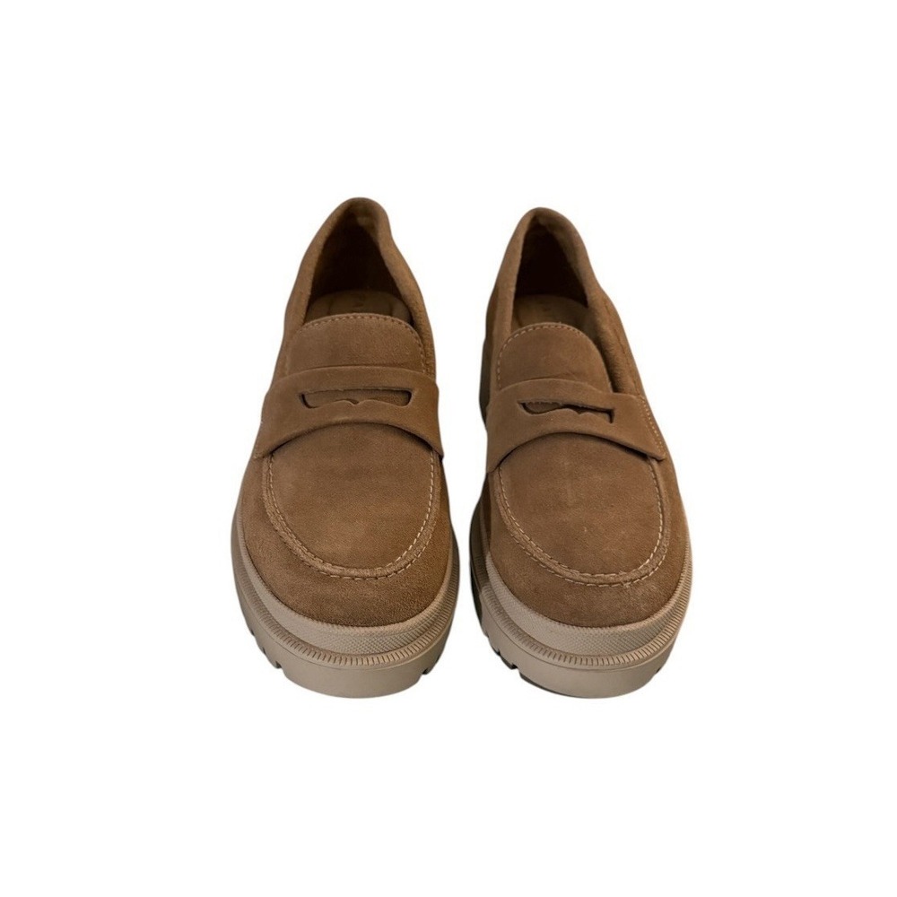 PATINA Woman's Zoe Chunky Suede Penny Loafer 11M Taupe Sand Preppy Lug Sole